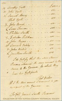 T. Wickes to Col. Smith, Treas. names and sums of money advanced, 17 March 1782.